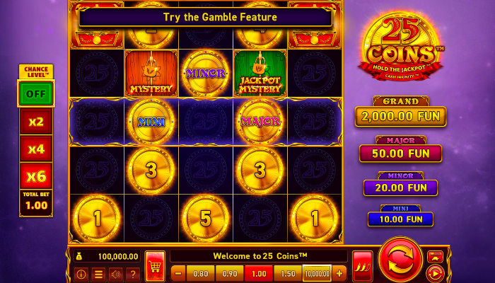 Wazdan 25 coins online slot hos PlayOJO casino